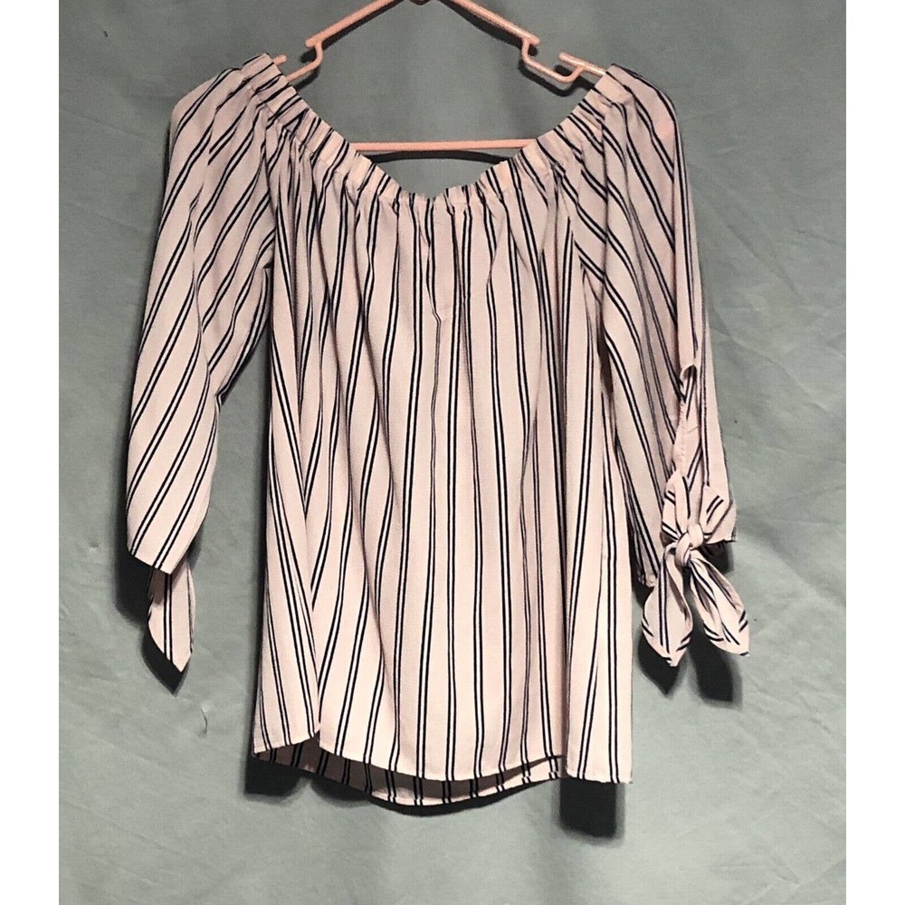Pink Lily Pink Striped Blouse - Sz Medium